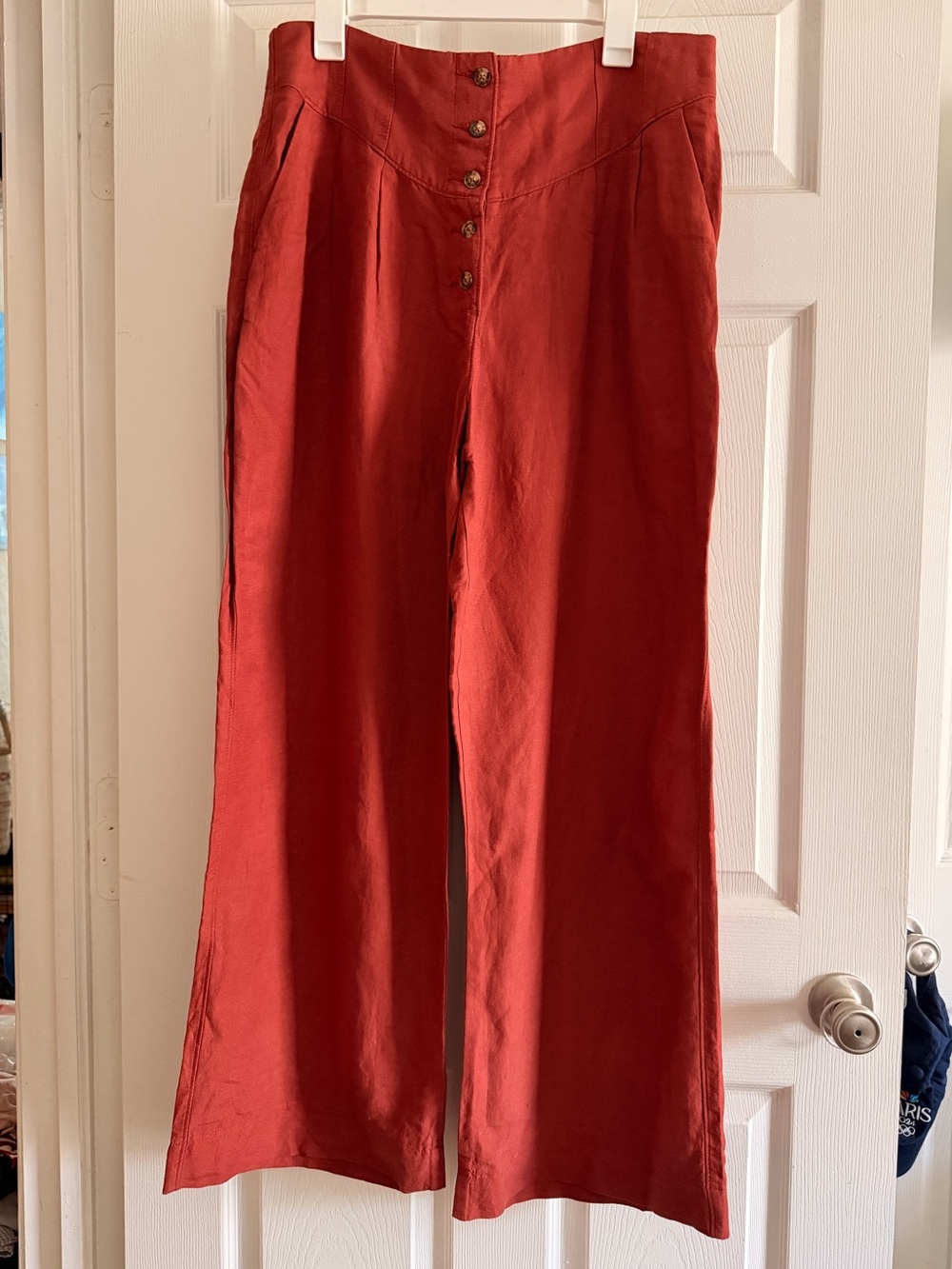 Express Super High Rise Wide Leg Pants - Rust Red